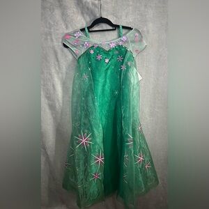 Disney Green and Pink Floral Forzen Elsa Kids Costume